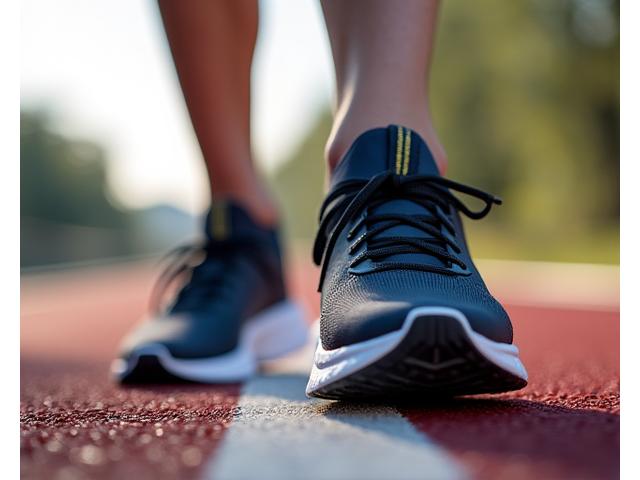 Chaussures de sport - gros plan sur des chaussures de course sur une piste